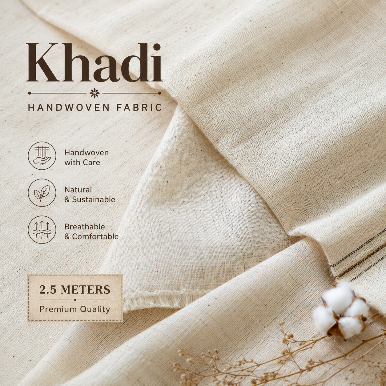 Khadi handwoven fabric — 2.5m